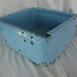Vintage Baby Blue Enamel Metal Refrigerator Crisper Drawer