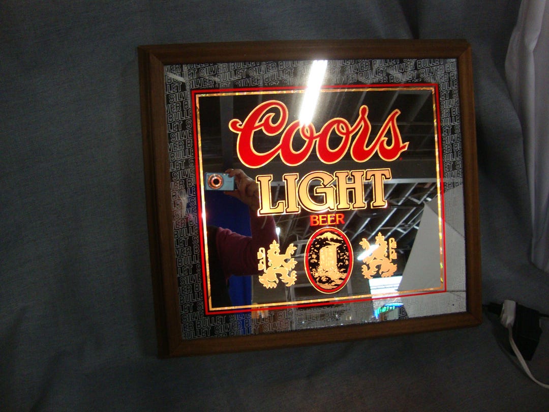 1984 Coors Light Beer Mirror Lighted Beer Bar Electric Wall Sign