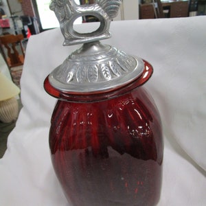 Vintage Red Glass Canister - Etsy