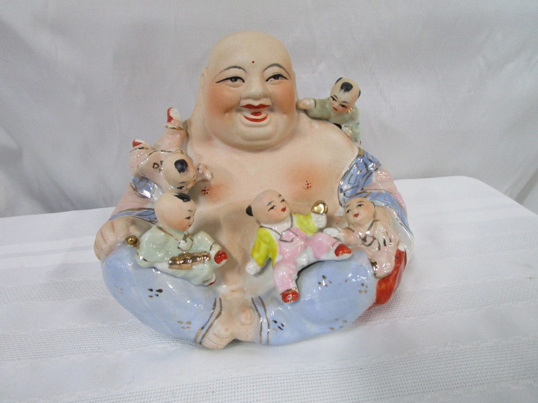 Vintage Ceramic Fertility Happy Buddha Figurine Statue Decor Etsy