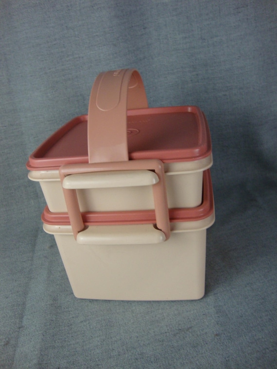 Vintage Tupperware Mauve Double Stackable Plastic… - image 3