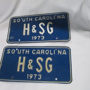 1974 South Carolina Matched Pair H&SG Automobile Car License Plate Pair