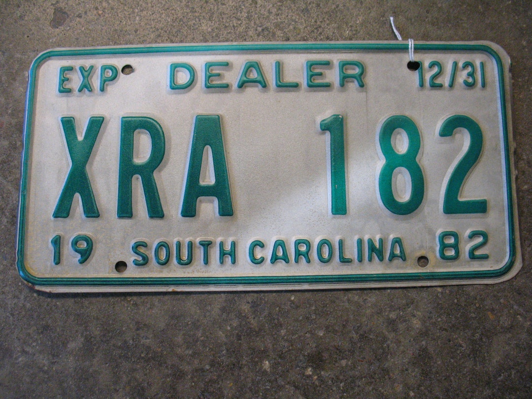1982 South Carolina Dealer XRA 182 License Plate Etsy