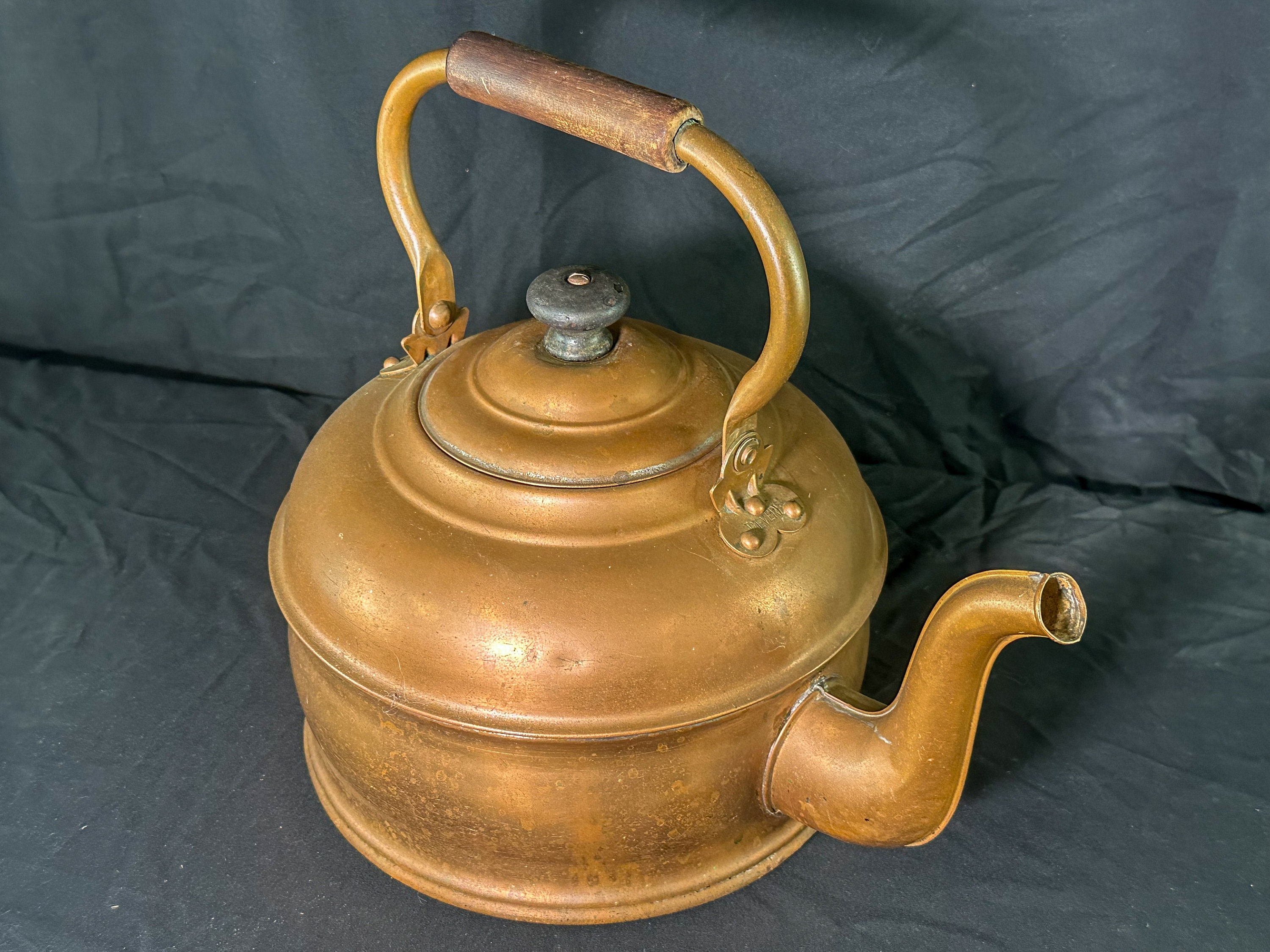 Antique Copper Kitchenware Mini Tea Pot/4.5” Saucepan/Funnel Ladle