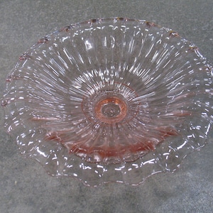 Vintage Heisey Glass Pink Glass Pedestal Console Bowl