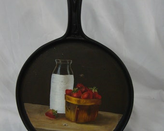 Antique Bluff City Stoves Cast Iron Handpainted Decor Skillet