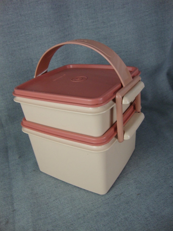 Vintage Tupperware Mauve Double Stackable Plastic… - image 1
