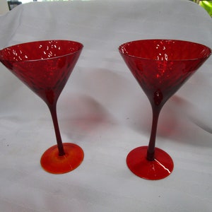 Vintage Empoli Red Diamond Quilted Martini Glasses Set of 2