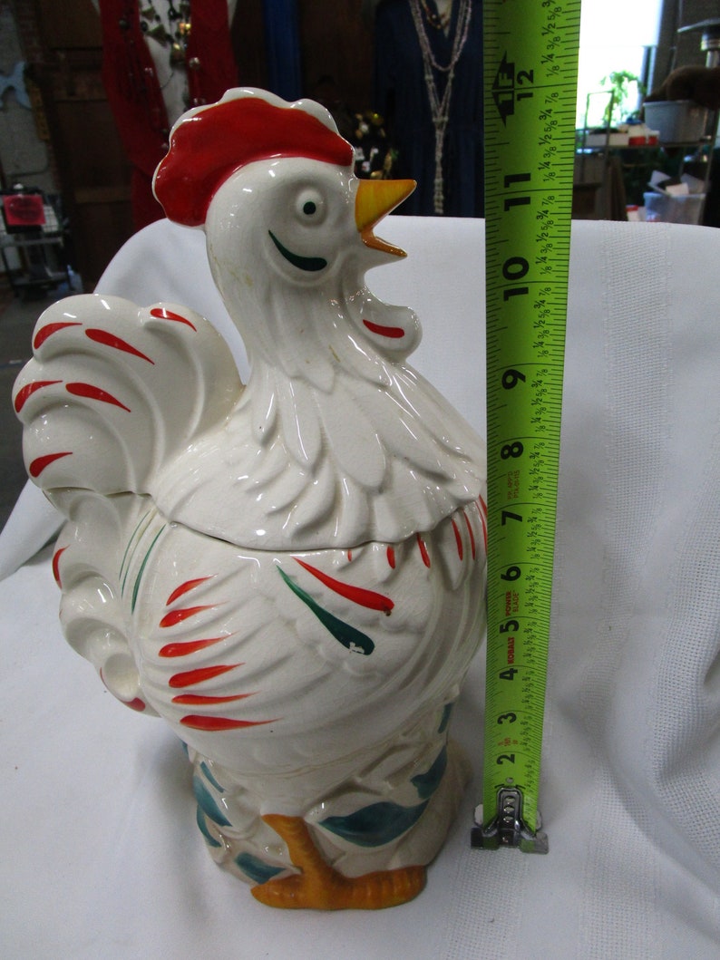 Vintage Pottery Guild Handpainted Rooster Ceramic Cookie Jar Etsy