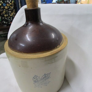Vintage Stoneware Western Stoneware Maple Leaf Logo Whiskey Crock Jug
