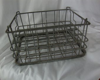 Rare Vintage Wire Milk Crate Toledo Milk Prod. Metal Milk Crate