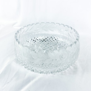 Vintage 8.5&quot; Rose Pattern Crystal Bowl
