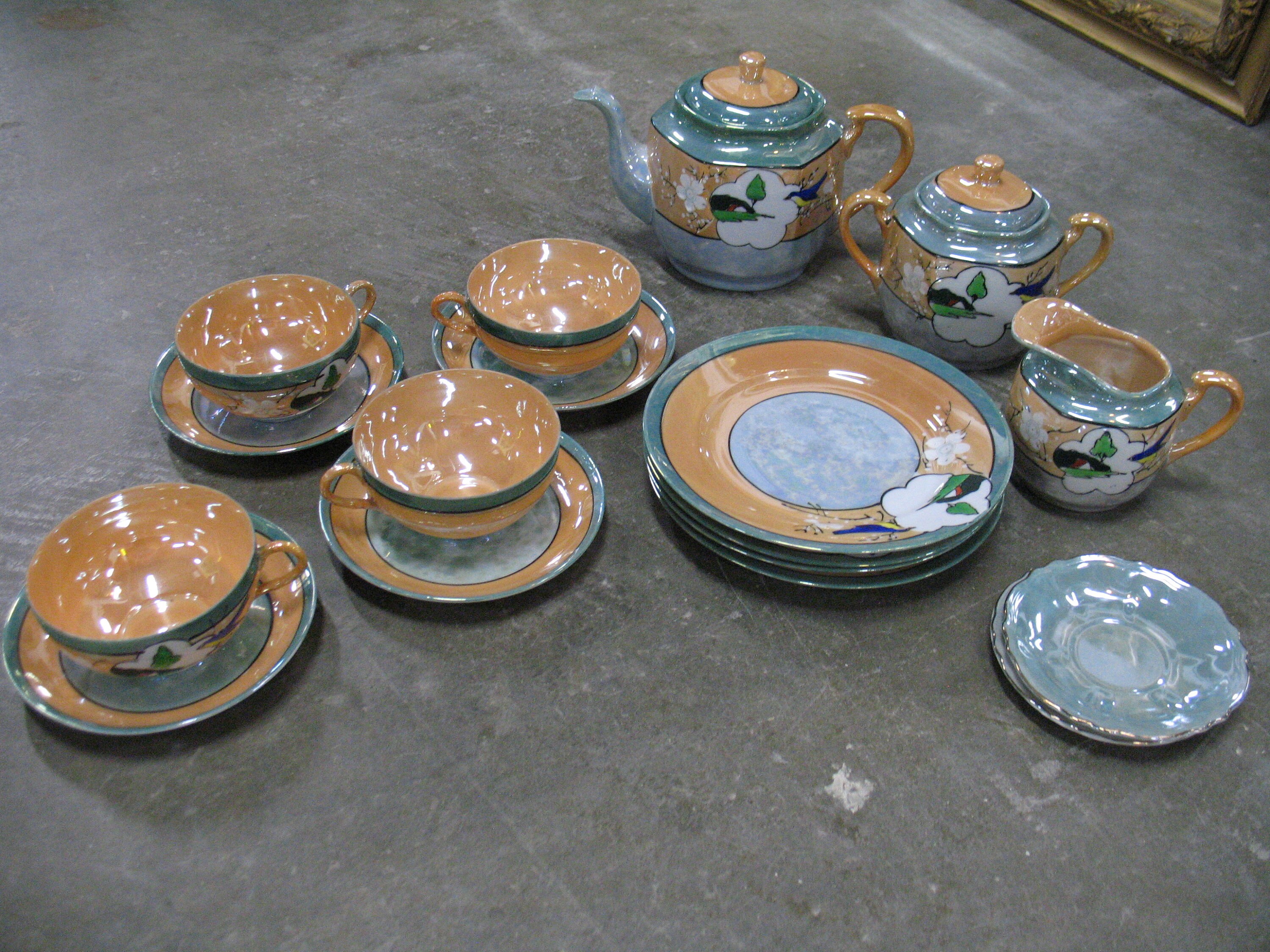 Vintage Lusterware Made in Japan Handpainted Tea Set Etsy