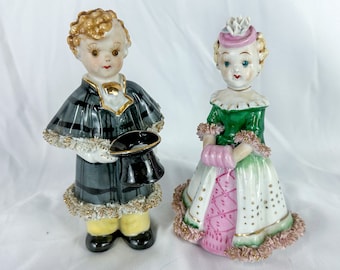Vintage Ardalt Japan Camille Naudot Spaghetti Ware Boy & Girl Figurines