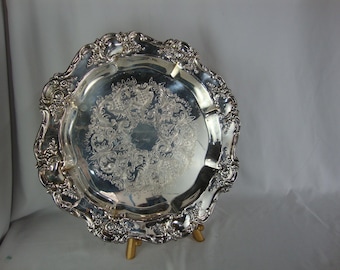 Vintage Towle Old Master Roses #4028 Silverplate Serving Tray