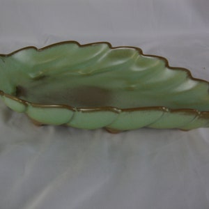Frankoma 226 Plainsman Prairie Green 12&quot; Footed Leaf Bowl Dish