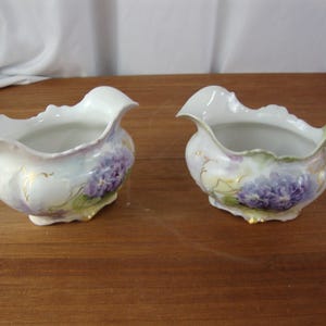 Vintage Handpainted Floral Porcelain Creamer and Sugar Table Set