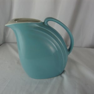 Vintage Hall USA Nora Aqua Blue Ceramic Beverage Pitcher with Ice Shield