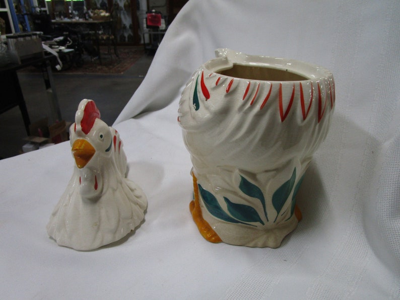 Vintage Pottery Guild Handpainted Rooster Ceramic Cookie Jar Etsy
