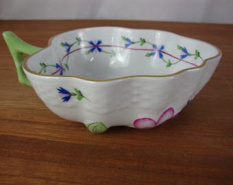 Vintage Herend Hungary Handpainted Blue Garland Leaf Petite