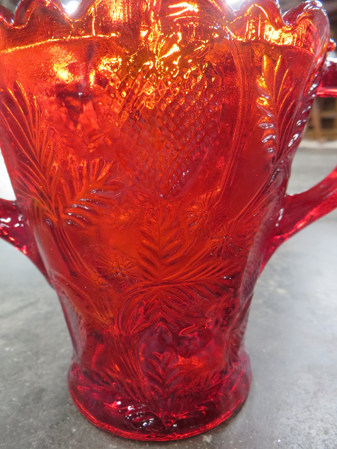 Mosser Glass Amberina Inverted Strawberry Sugar Bowl Etsy.de