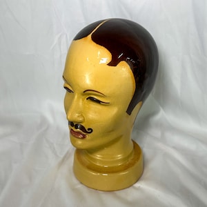 Vintage West Germany Men&#39;s Mannequin Head with Mustache