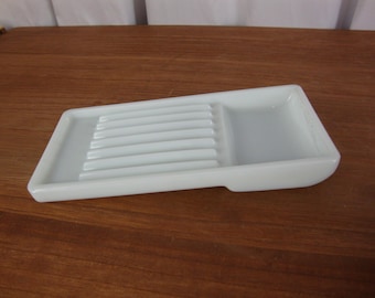 1950s The American Cabinet Co. Milk Glass Ribbed Dental Equipment Tray