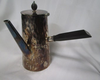 Antique Hukin & Heath English Silverplate Ebony Side Handle Tea Cafe Serving Pot