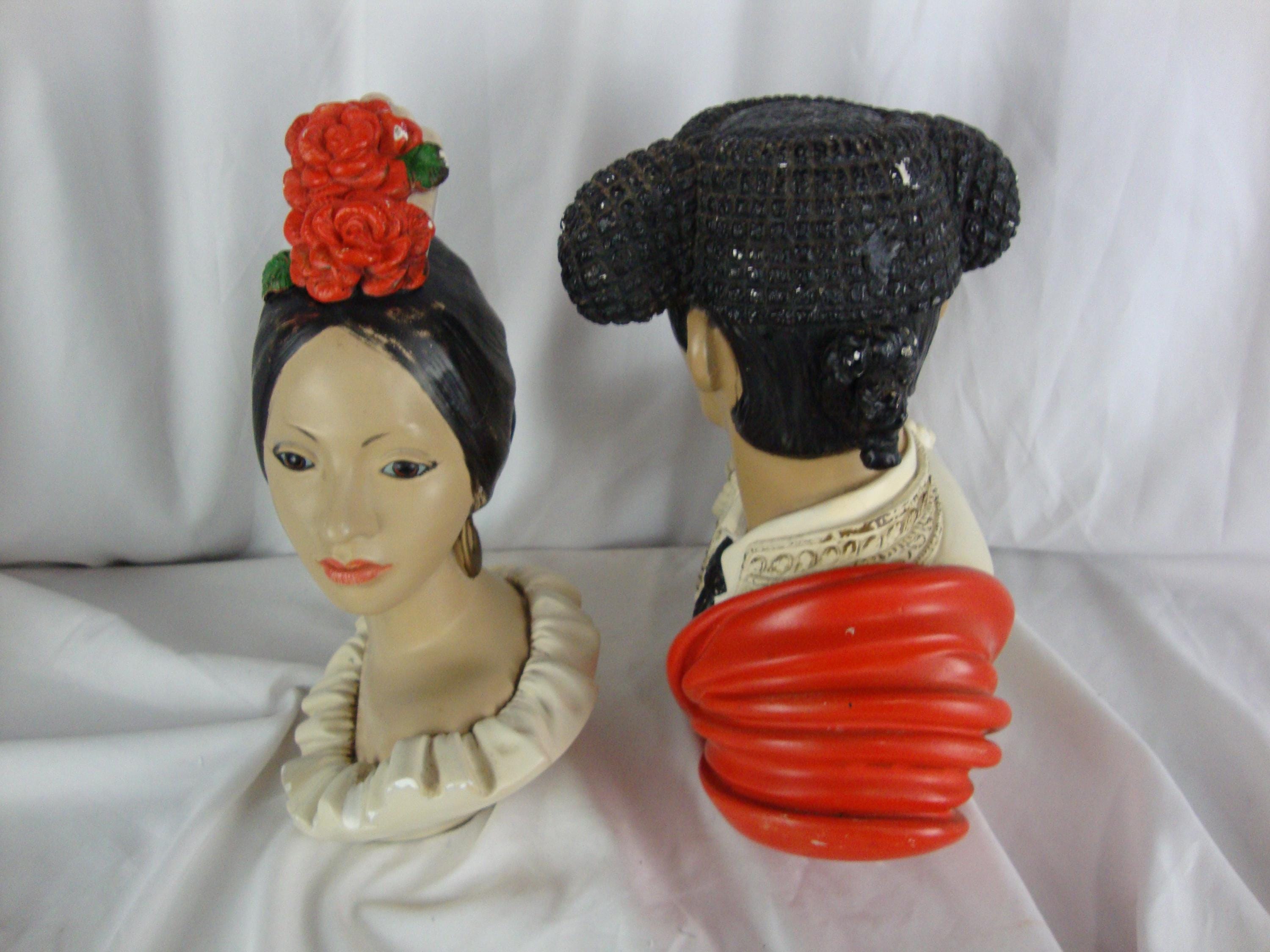 1966 Marwal by Brower Chalkware Matador & Senorita Head Figures - Etsy