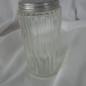 Vintage Hoosier Sellers Vertical Ribbed Spice Jar Bottle with Metal Lid