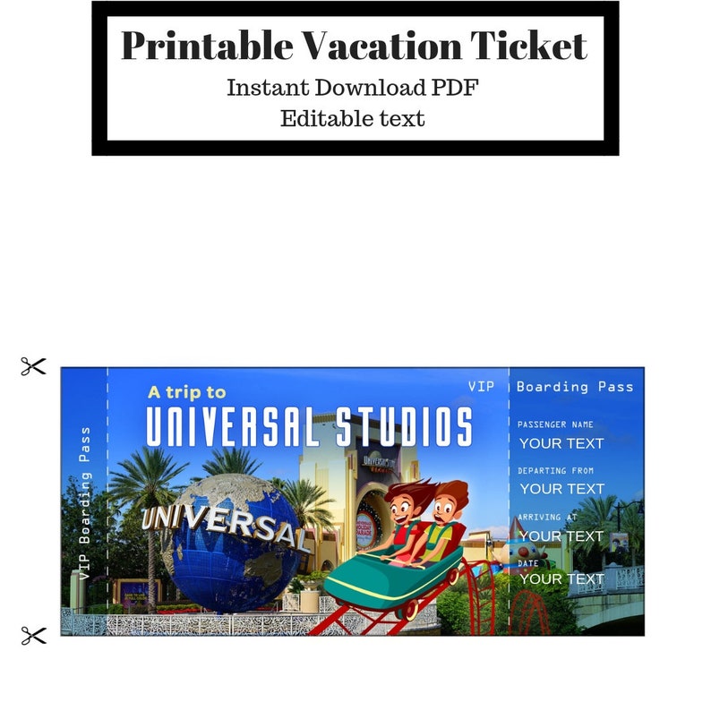 Customizable Boarding Pass - A Trip to Universal Studios | Surprise ...