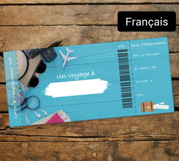 Carte d'embarquement personnalisée - Un voyage à [Personnaliser la  destination] | Billet de voyage surprise | Billet de vacances imprimable