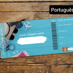 Cartão de embarque personalizado - Uma viagem para [Personalize o destino] | Bilhete de viagem surpresa | Bilhete de férias para impressão