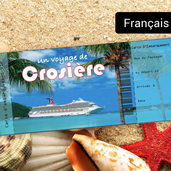 Carta de embarque personalizada para un viaje de croisière / Billet sorpresa para un croisière / Cadeau de croisière pour l'impression