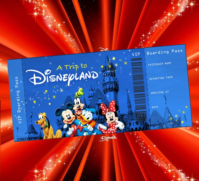 Customizable Boarding Pass A Trip to Disneyland/Disneyworld Etsy México
