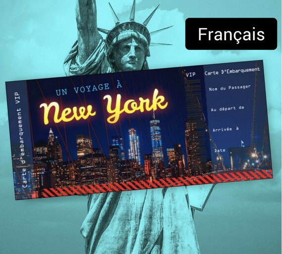 Carte d'embarquement personnalisée - Un voyage à New York | Billet de  voyage surprise à New York | Billet de vacances imprimable