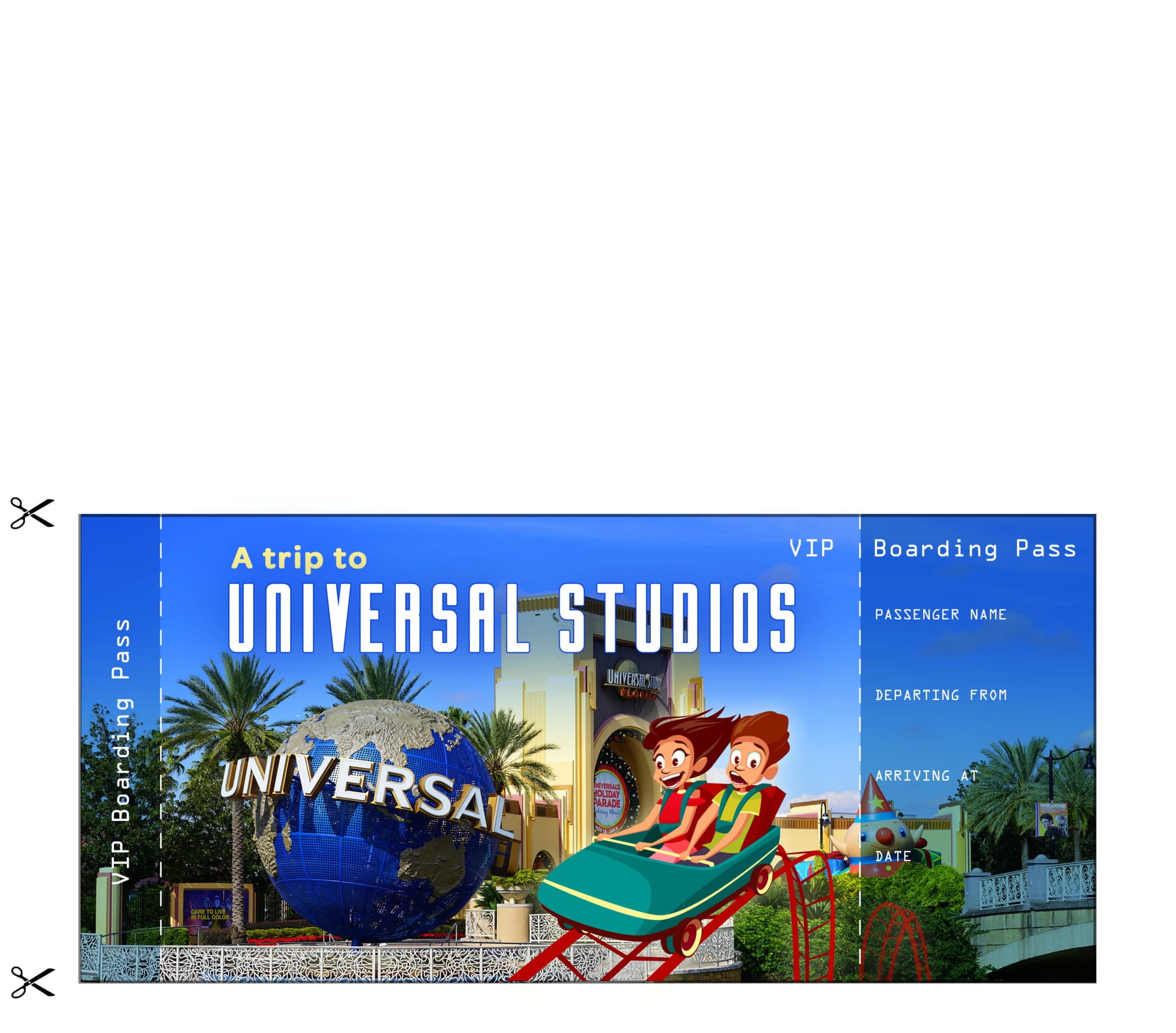 Customizable Boarding Pass A Trip to Universal Studios Surprise Trip Ticket to Universal Studios