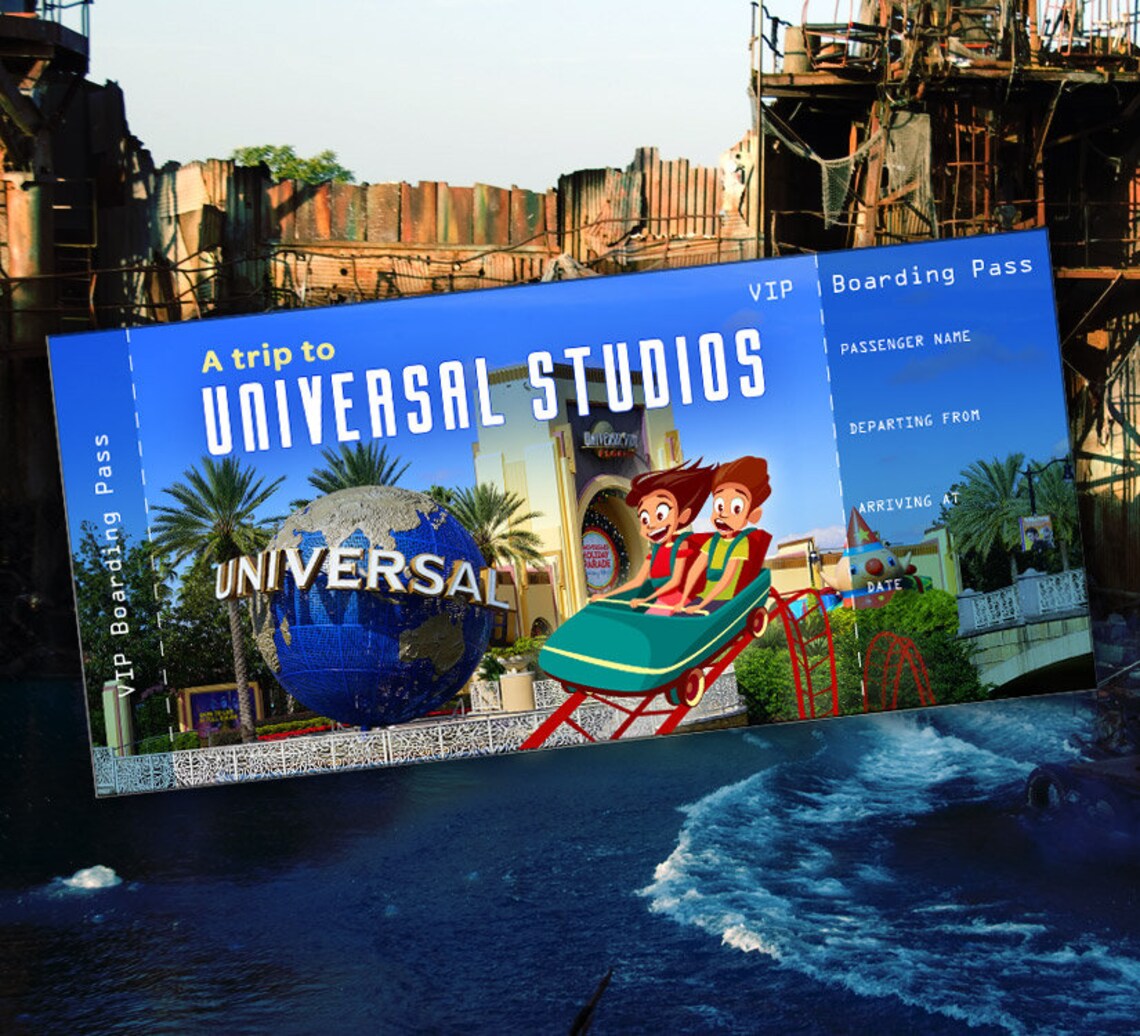 Customizable Boarding Pass A Trip to Universal Studios Surprise Trip