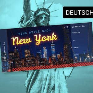 Personalisierte Bordkarte  - Eine Reise nach New York | Überraschungsreiseticket nach New York | Druckbares Urlaubsticket