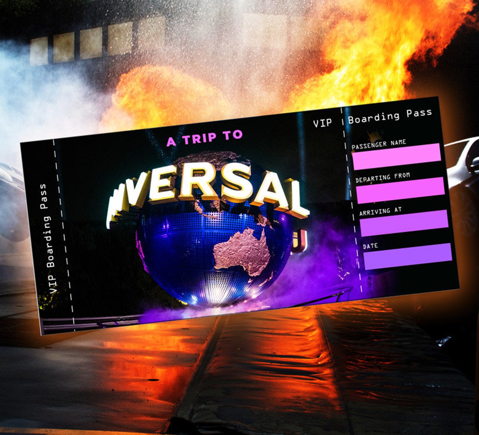 Customizable Boarding Pass A Trip to Universal Studios Surprise Trip