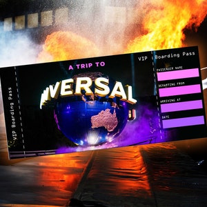 Customizable Boarding Pass - A trip to Universal Studios | Surprise Trip Ticket to Universal Studios | Printable Vacation Ticket