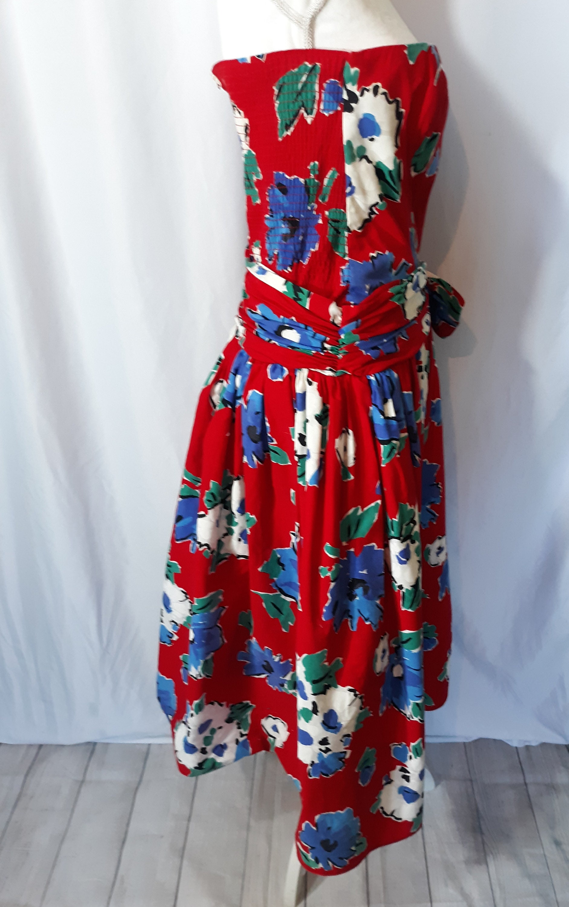 Vintage 80s Party Dress /1980s Summer Floral Dress / Summer | Etsy