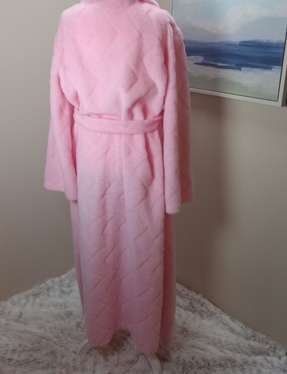 Pink Fluffy Robe Vintage Rose Night Coat Long Dre… - image 6