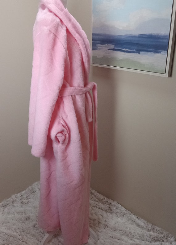 Pink Fluffy Robe Vintage Rose Night Coat Long Dre… - image 5