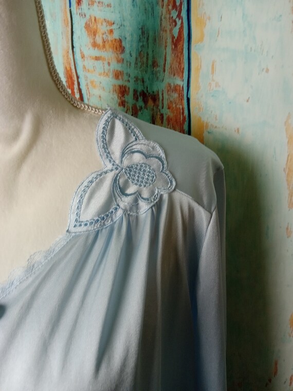 Vintage Robe Light Blue Silky Button Up Medium Va… - image 3