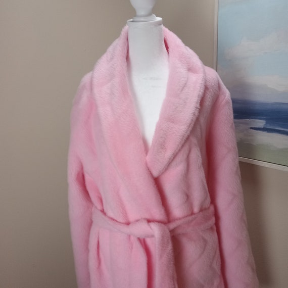Pink Fluffy Robe Vintage Rose Night Coat Long Dre… - image 2