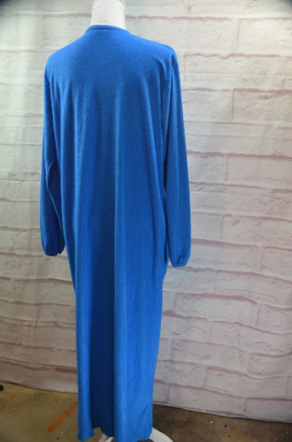 70's Caftan Robe in Royal Blue with Bright Stitch… - image 5
