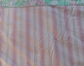 Twin Flat Sheet Vintage Floral Cottage Shabby Chic Grandmacore Stripes    214