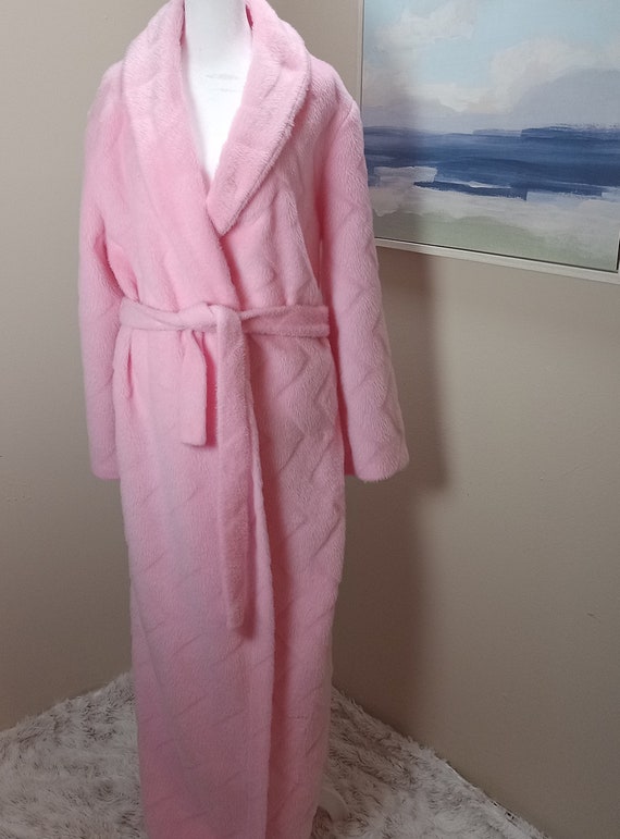 Pink Fluffy Robe Vintage Rose Night Coat Long Dressin… Gem