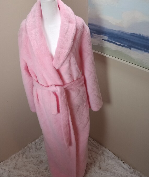 Pink Fluffy Robe Vintage Rose Night Coat Long Dre… - image 3